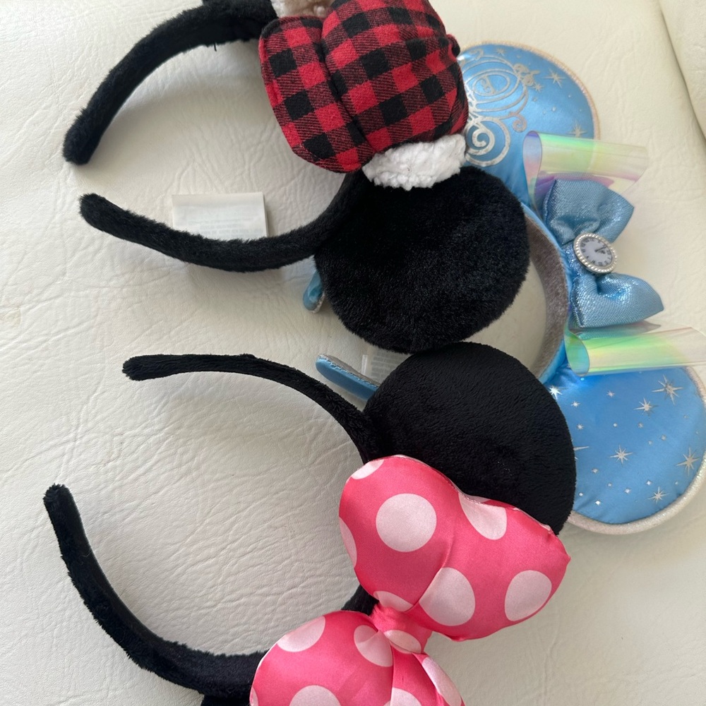 Black Kids Minnie Ear Headband with Pink Polka Dot Bow - Kids Accessories